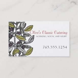 Custom colour olive branch gourmet chef catering business card