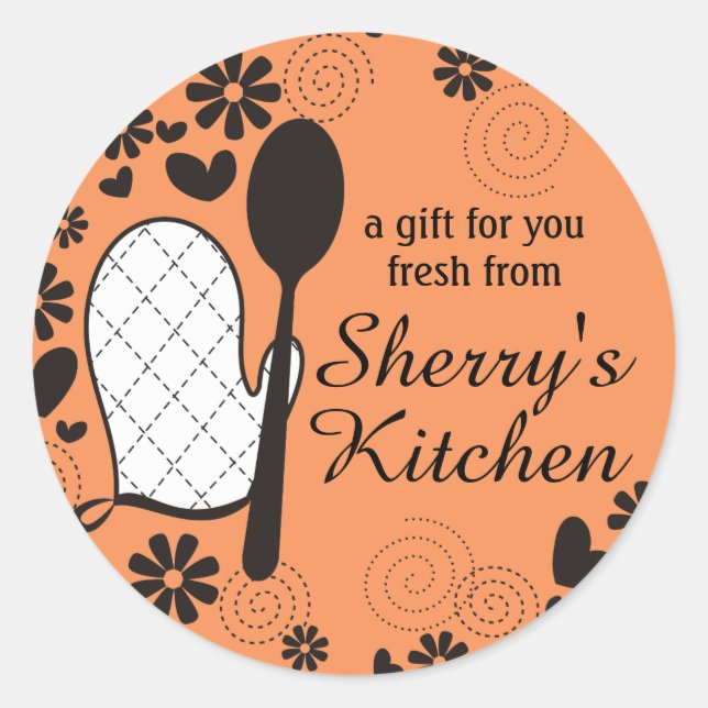 Custom colour oven mitt spoon cooking bakery label (Front)