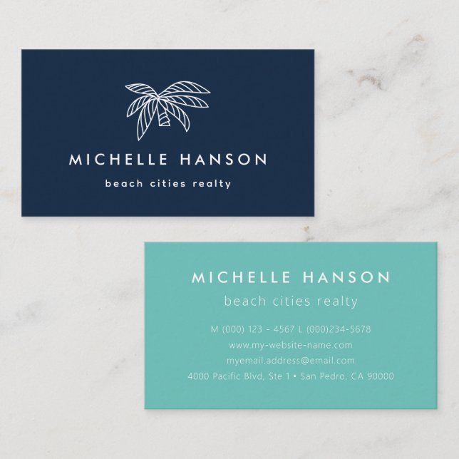 Custom Colour Palm Tree Business Card (Front/Back)