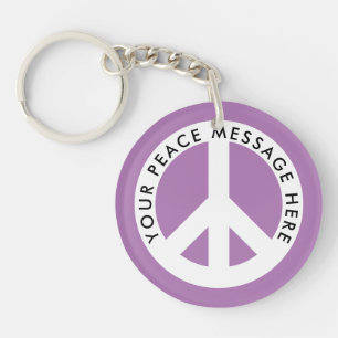 Custom colour peace keychain with personalised tex