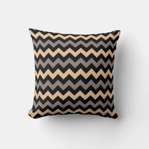 Custom colour peach, taupe, black chevron cushion