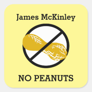 Custom Colour Peanut Allergy Personalised Kids Square Sticker