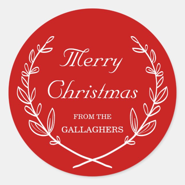 Custom Colour Personalised Laurel Holiday Sticker (Front)