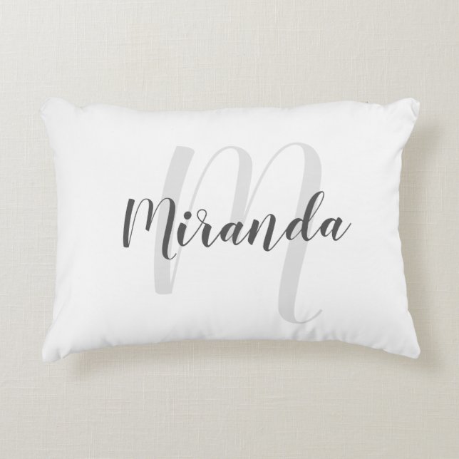 Custom Colour Personalised Monogram and Name Decorative Cushion (Front)