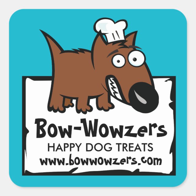 Custom colour pet food chef dog food dog treats square sticker (Front)