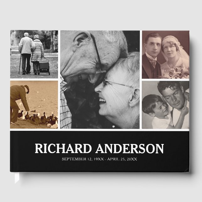 Custom Colour Photo Collage | Funeral Guest Book (Front)