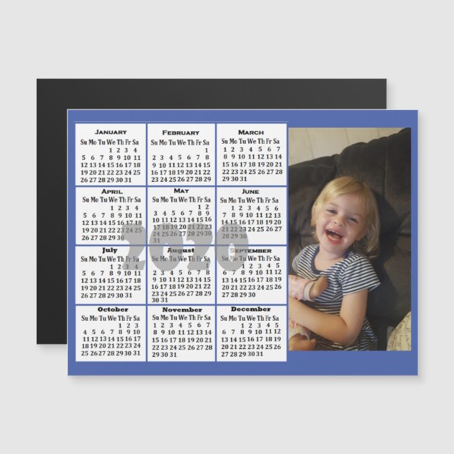 Custom Colour Photo Mini Calendar Magnetic Invitation (Front/Back)