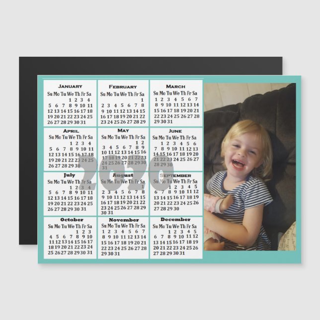 Custom Colour Photo Mini Calendar Magnetic Invitation (Front/Back)