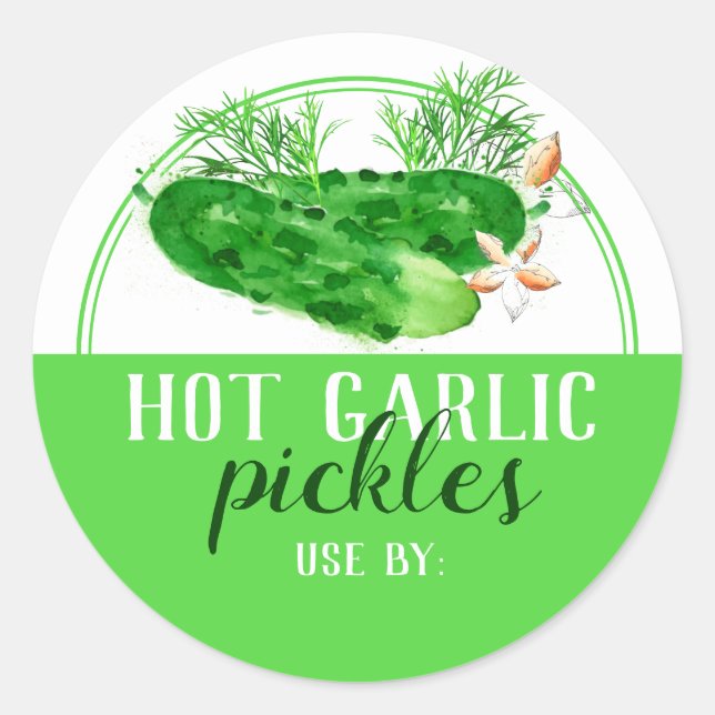 custom colour pickle pickled dill pickles canning classic round sticker (Front)