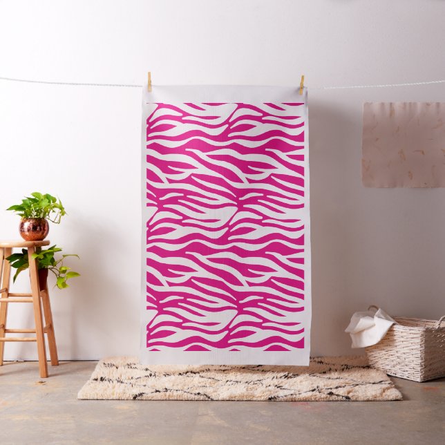 Custom Colour Pink and White Zebra Print Fabric (In Situ)
