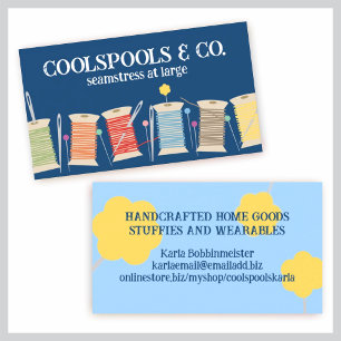 Custom colour pins needles thread sewing biz card