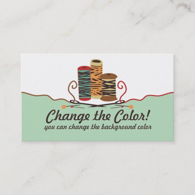 Custom colour pins needles thread sewing biz card (Front)