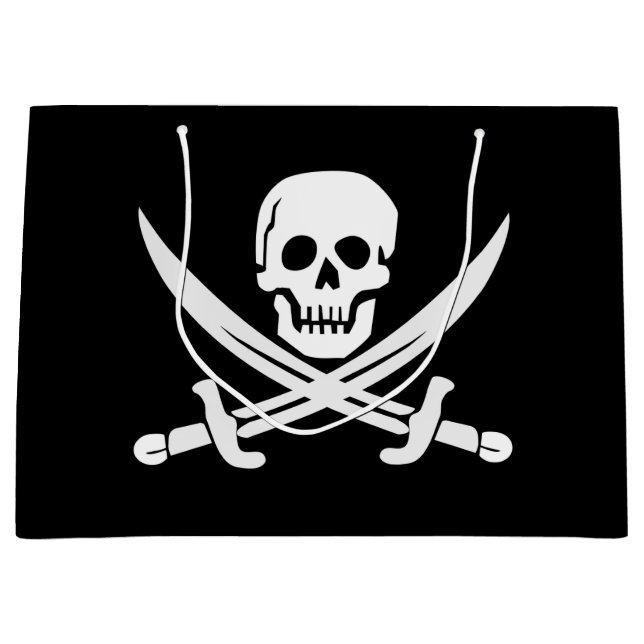 Custom Colour Pirate/Skulls/Swords Black Gift Bag (Front)