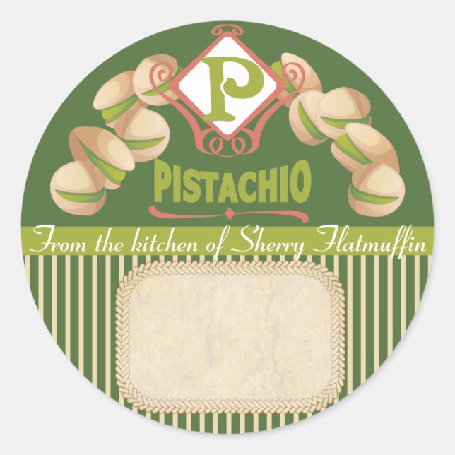 Custom colour pistachio canning label bakery (Front)