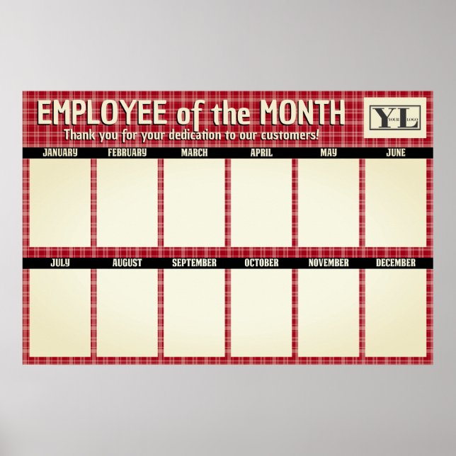 Custom colour plaid employee of the month photo poster (Front)