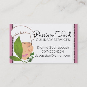 Custom colour pretty woman chef herbs catering business card