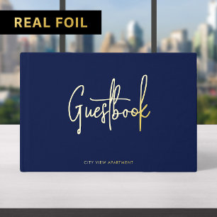 Custom Colour Property Modern Script Minimalist Guest Book