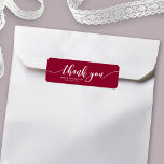 Custom Colour Relax Script Thank You Wedding Favou<br><div class="desc">This stylish wedding favour label features the words "thank you" in white script against an editable background colour (click customise to change). It makes a great wedding favour label for your wedding favour gifts. It is easy to personalise; just replace the placeholder text to add your own information. For more...</div>