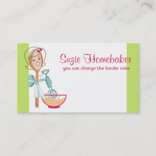 Custom colour retro spoon girl bakery egg beater business card