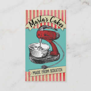 Custom colour retro stand mixer bakery baking busi business card