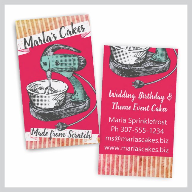 Custom colour retro stand mixer bakery baking business card (Creator Uploaded)