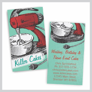 Custom colour retro stand mixer baking bakery card