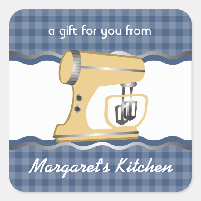 Custom colour retro stand mixer baking gift label (Front)