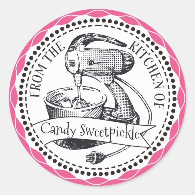 Custom colour retro stand mixer from the kitchen o classic round sticker (Front)