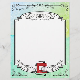 Custom colour retro stand mixer recipe letterhead