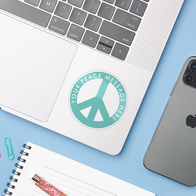 Custom colour round peace symbol vinyl stickers (Laptop w/ iPhone)