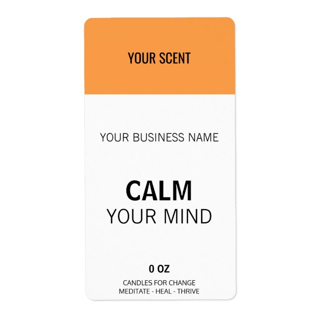 Custom Colour Scent Orange And White Box Labels (Front)