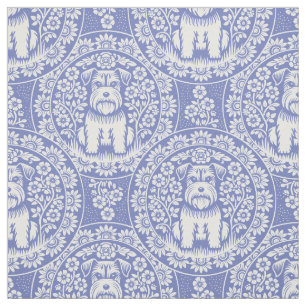 Custom Colour Schnauzers or Other Terriers Floral Fabric