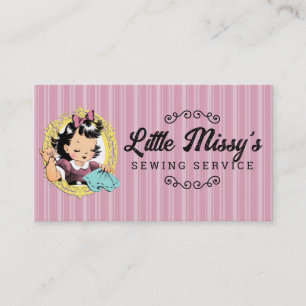 custom colour seamstress sewing girl needle thread business card