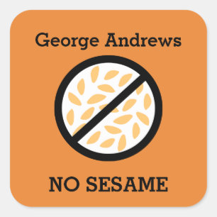 Custom Colour Sesame Allergy Personalised Kids Square Sticker