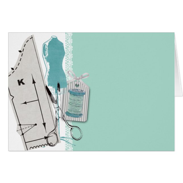 Custom colour sewing pattern dress dummy gift card (Front Horizontal)