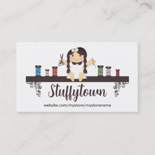 Custom colour sewing seamstress doll biz cards