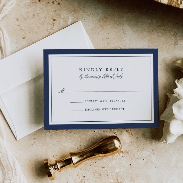 Custom Colour Simple Border Wedding RSVP Card (Creator Uploaded)