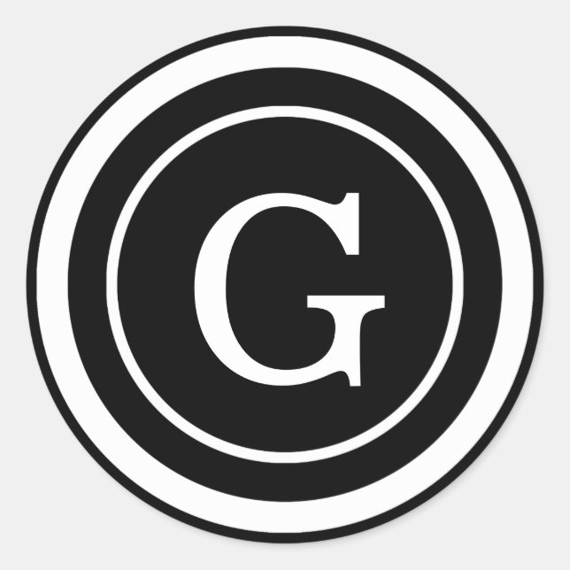 Custom Colour Simply Chic Monogram Sticker Label (Front)