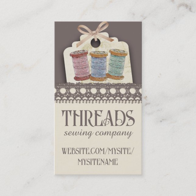 Custom colour spools of thread sewing seamstress business card (Front)