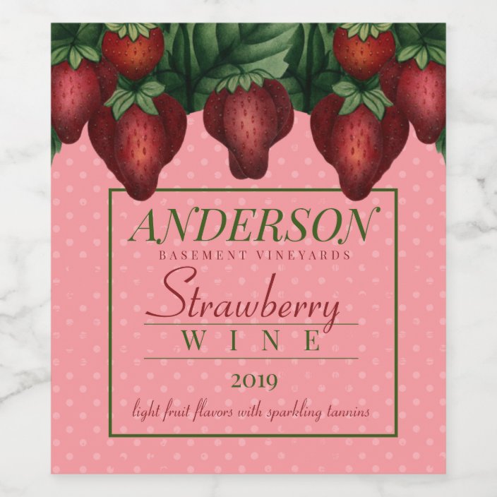Custom colour strawberry strawberries homemade win wine label Zazzle