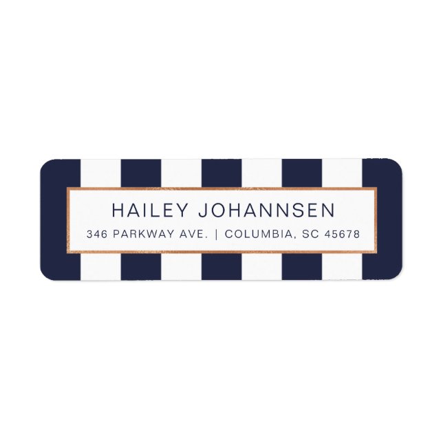 Custom Colour Stripes Faux Foil Address Labels (Front)