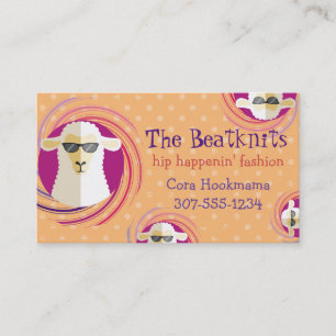 Custom colour sunglasses sheep knitting crochet business card