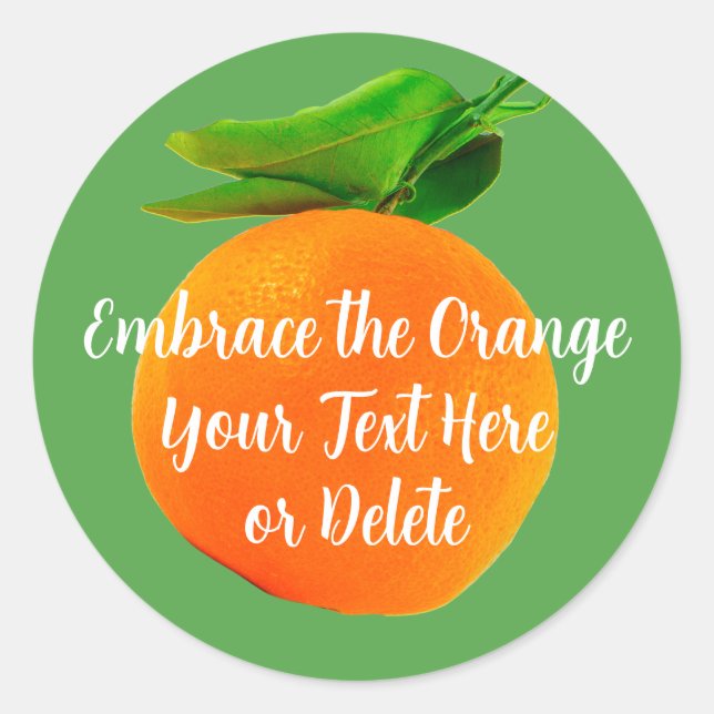 Custom Colour & Text Delicious Florida Orange Frui Classic Round Sticker (Front)