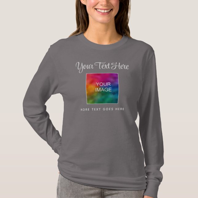Custom Colour Text Image Womens Elegant Typography T-Shirt (Front)