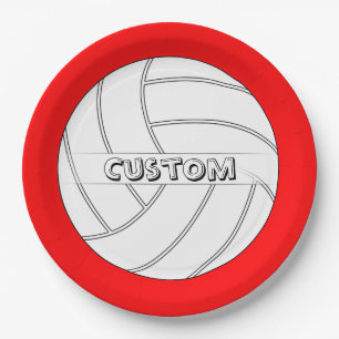 Custom Colour & Text Volleyball Paper Party Plates