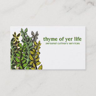 Custom colour thyme herbs cooking chef catering business card