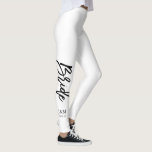 Custom Colour Trendy Script "Bride" Leggings<br><div class="desc">Cool personalised bridal party design perfect for bachelorette parties,  bridal showers,  etc. Choose your legging colour by clicking on "customise it" and then the small eye dropper.</div>