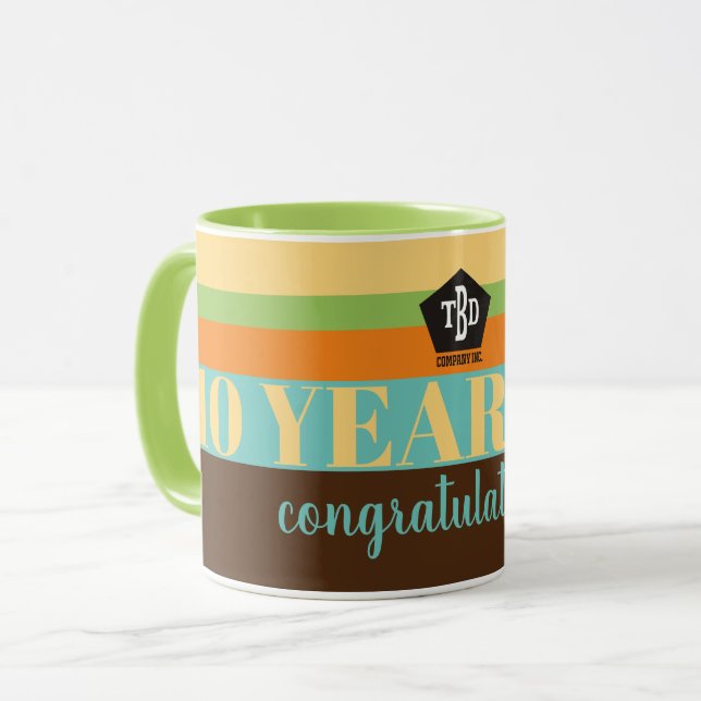 Custom colour UNIVERSAL employee anniversary coffe Mug (Front Left)
