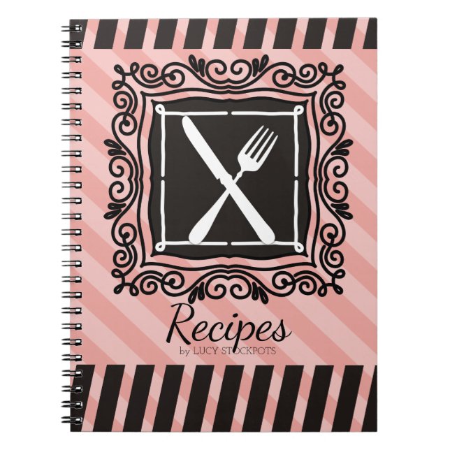 Custom colour utensils emblem French chef catering Notebook (Front)
