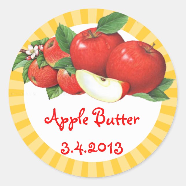 Custom colour vintage apples fruit canning label (Front)
